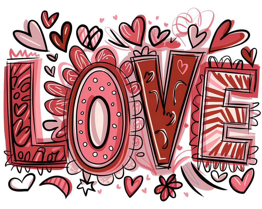 LOVE letters with bows DTF Prints