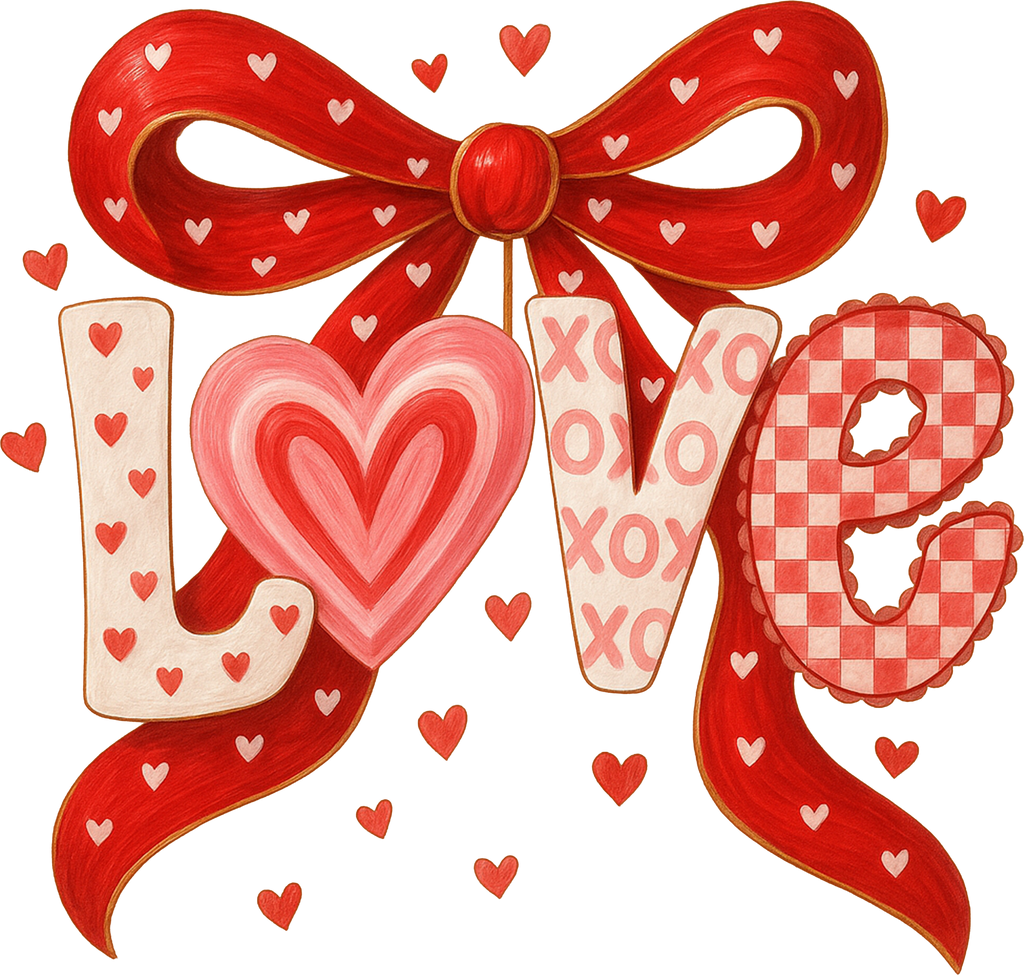 LOVE letters with bows DTF Prints