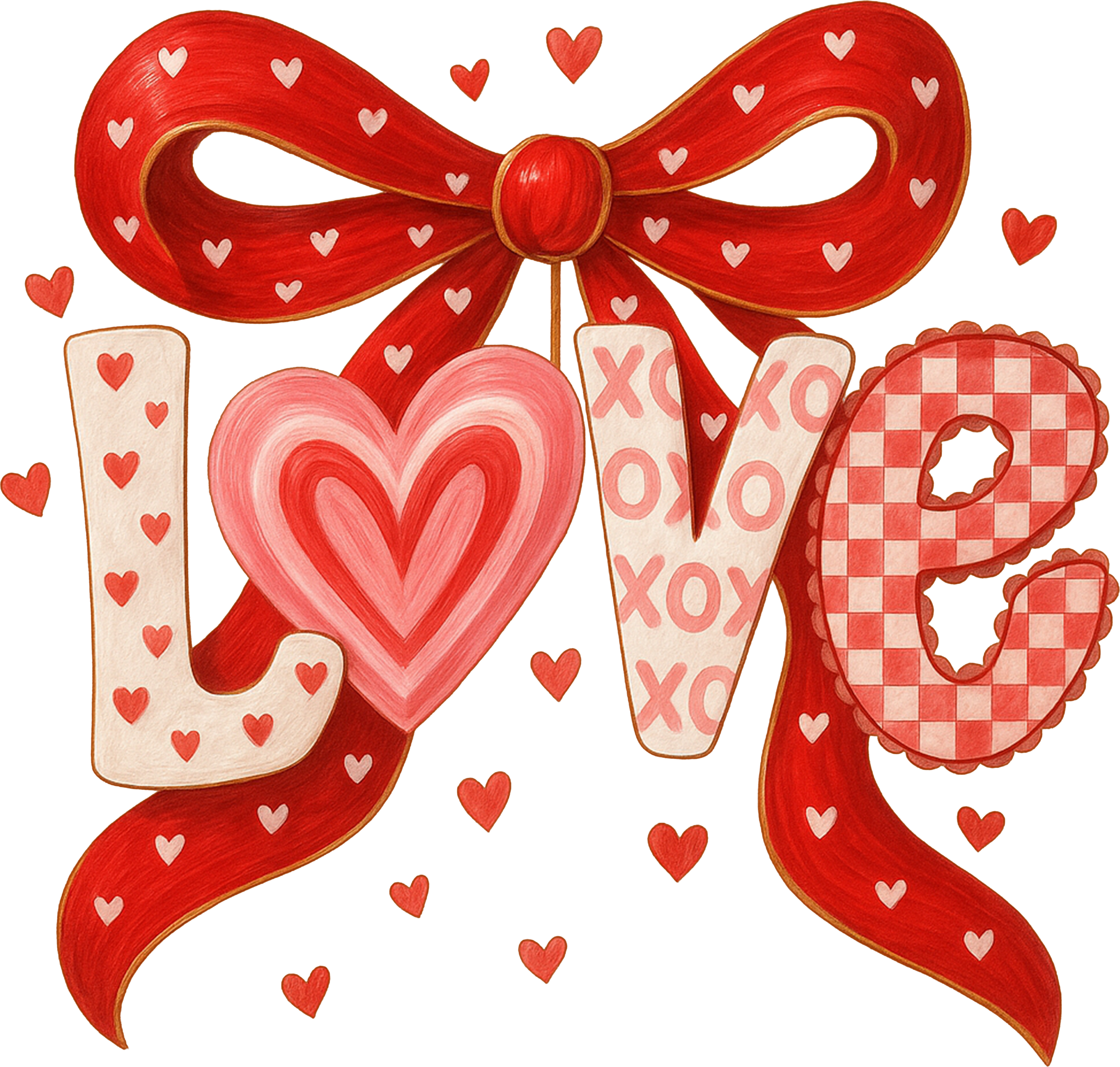 LOVE letters with bows DTF Prints