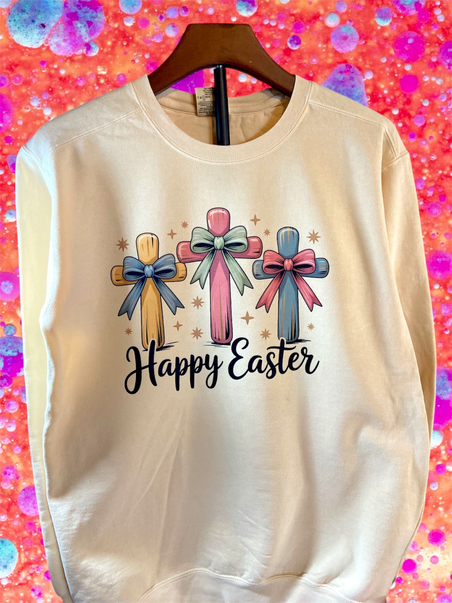 Happy Easter with Three Beautiful Crosses DTF Print