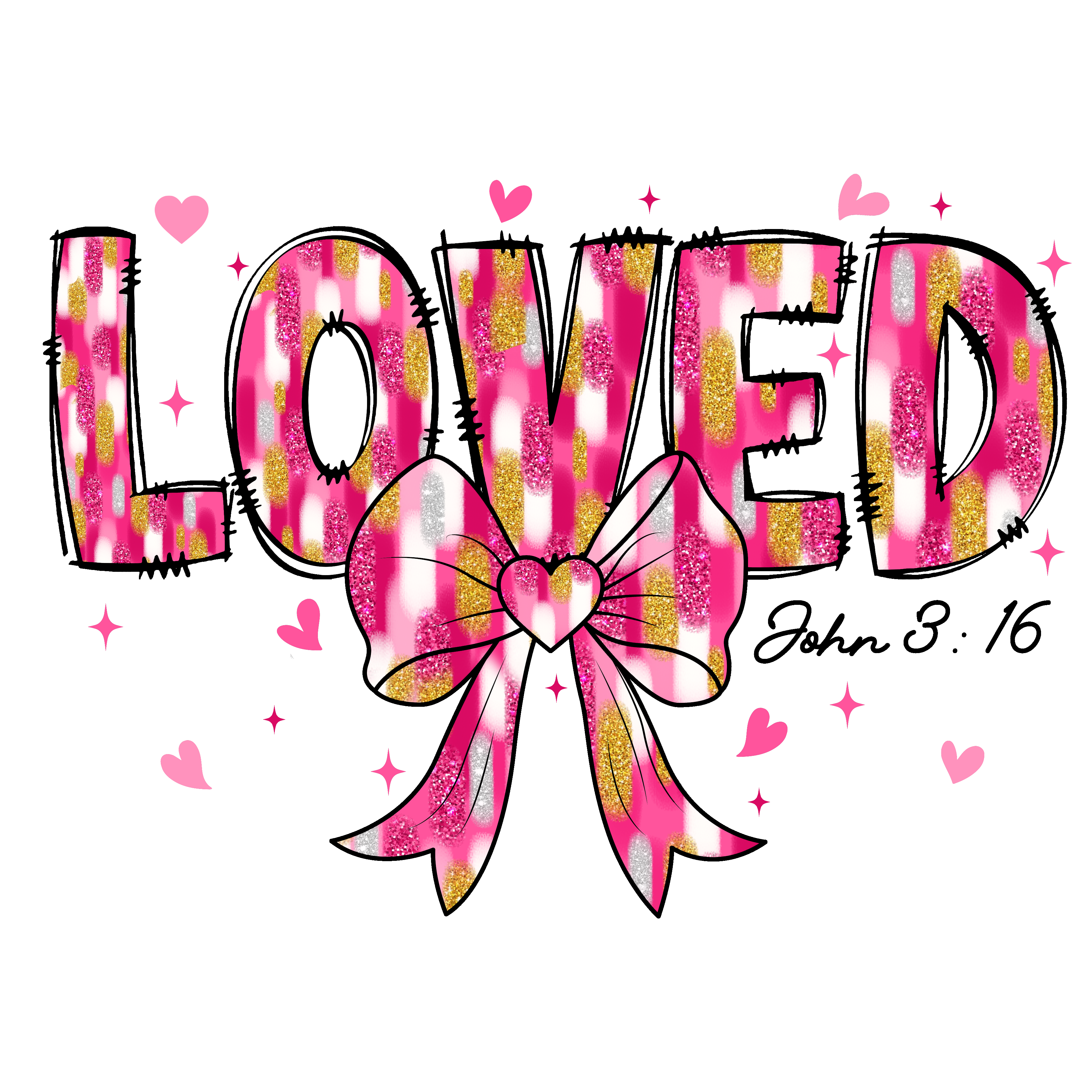 LOVE letters with bows DTF Prints