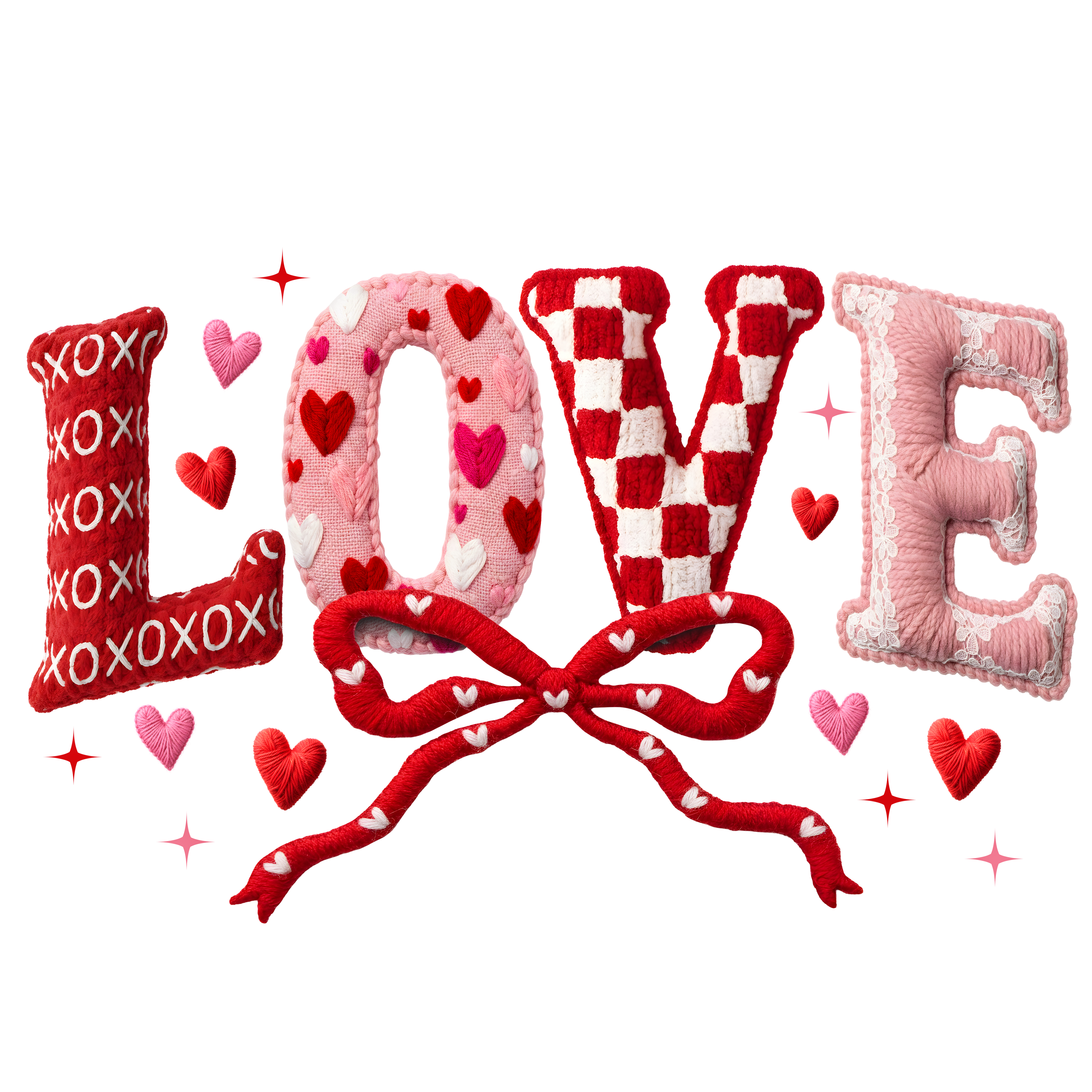 LOVE letters with bows DTF Prints