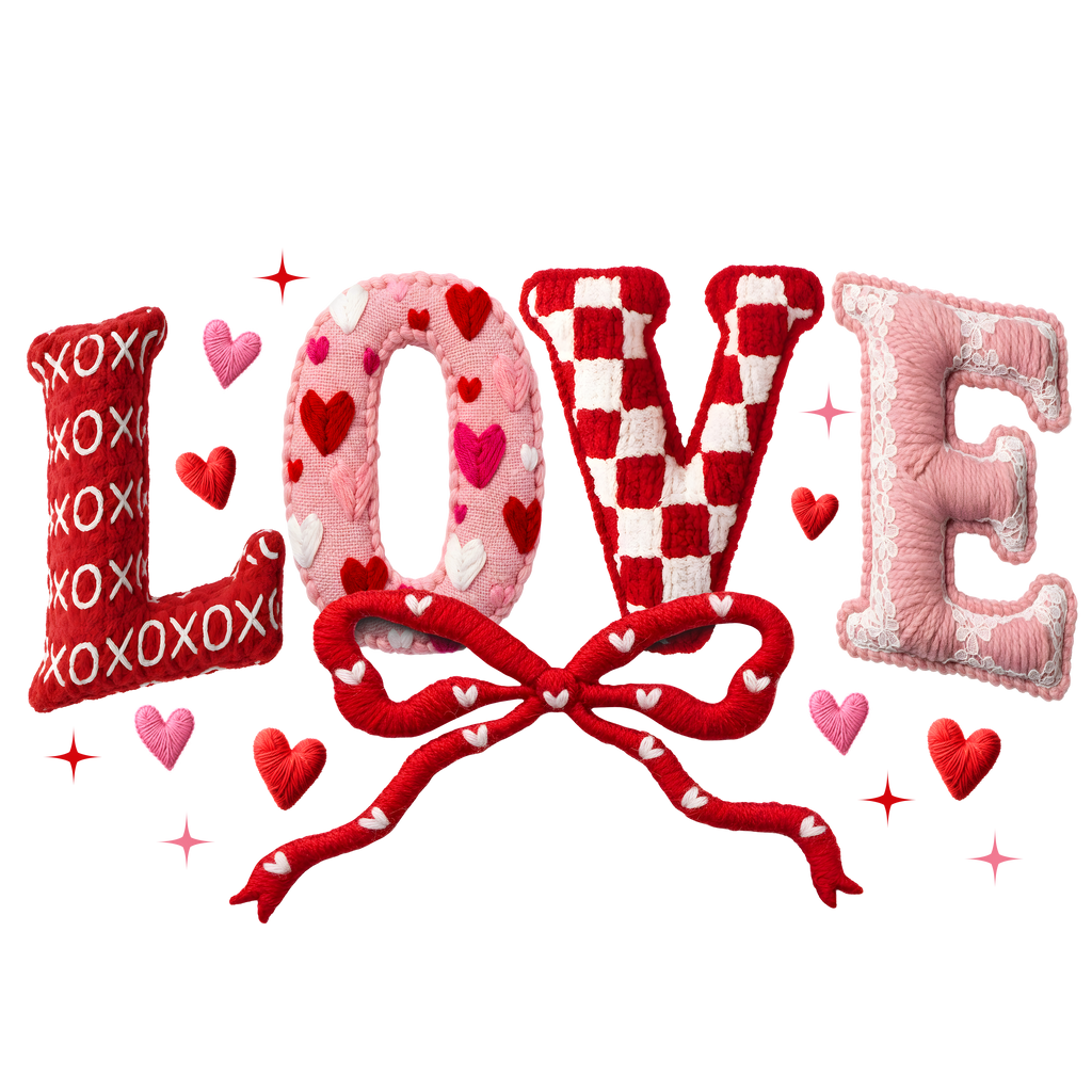 LOVE letters with bows DTF Prints