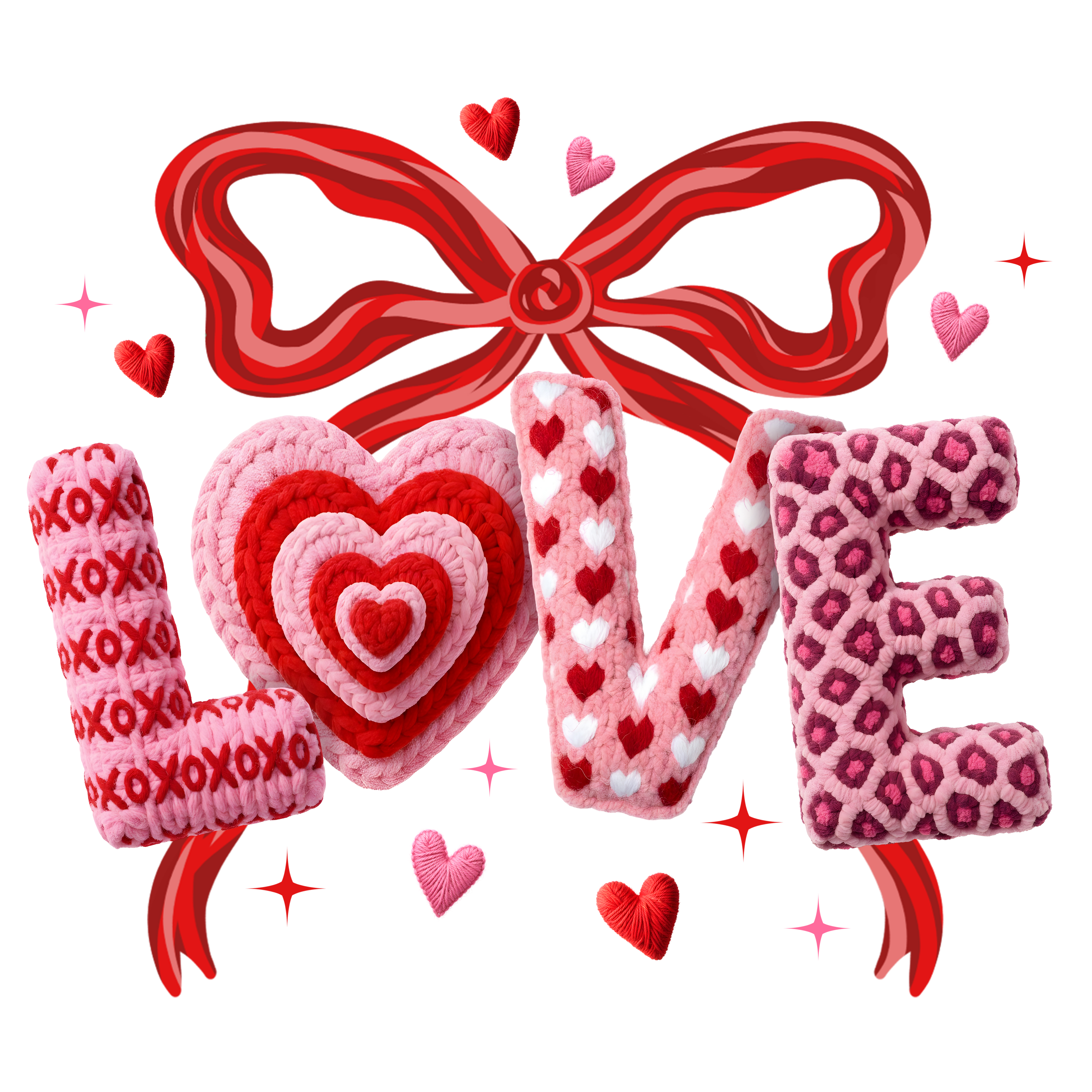 LOVE letters with bows DTF Prints