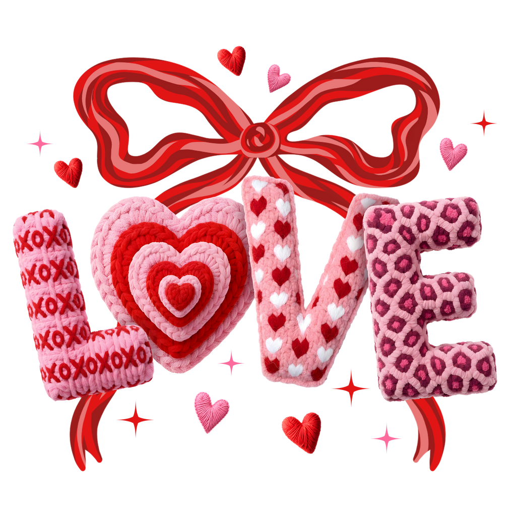 LOVE letters with bows DTF Prints