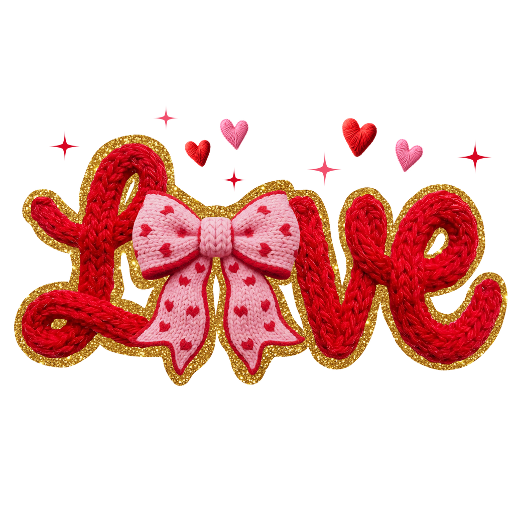 LOVE letters with bows DTF Prints