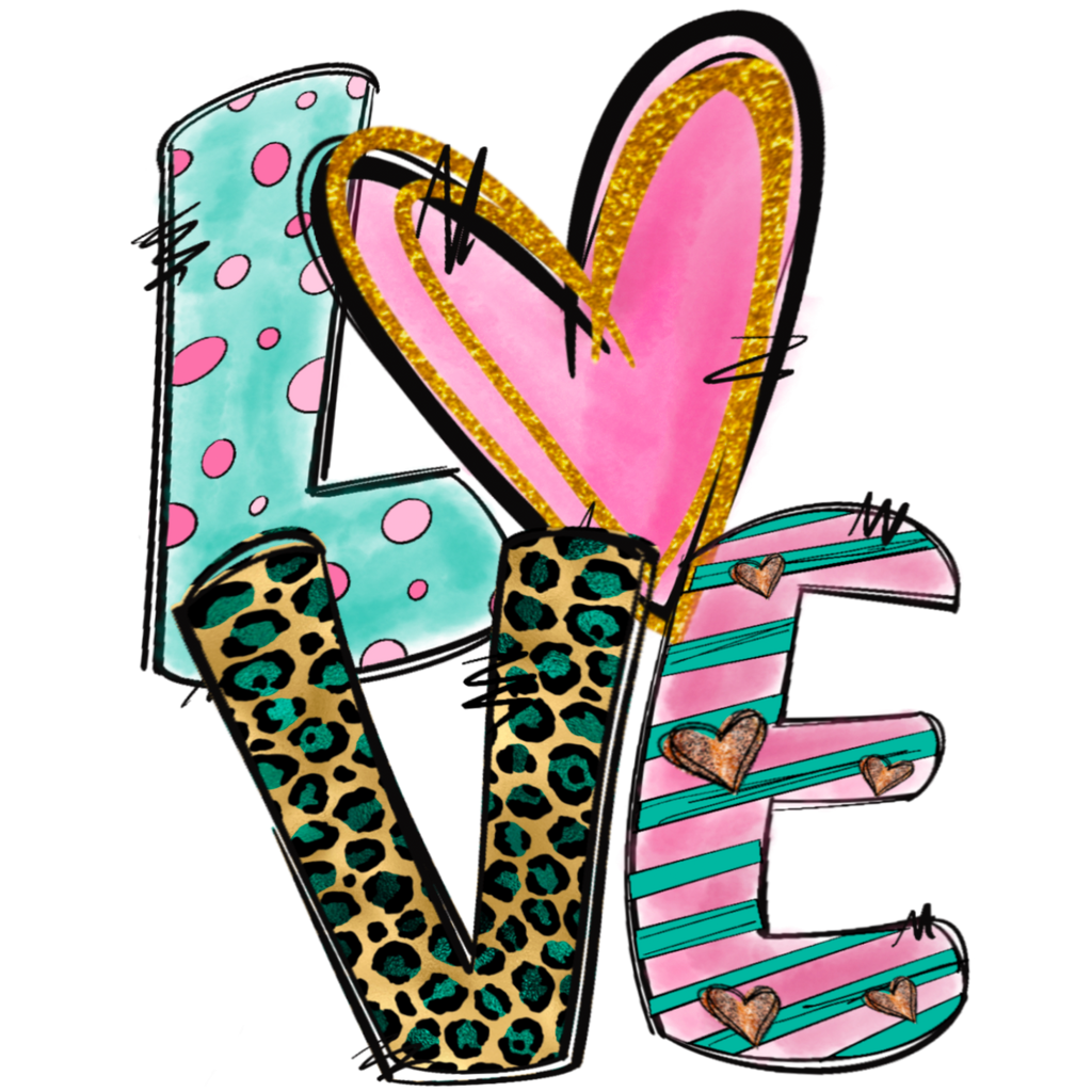 LOVE letters with bows DTF Prints