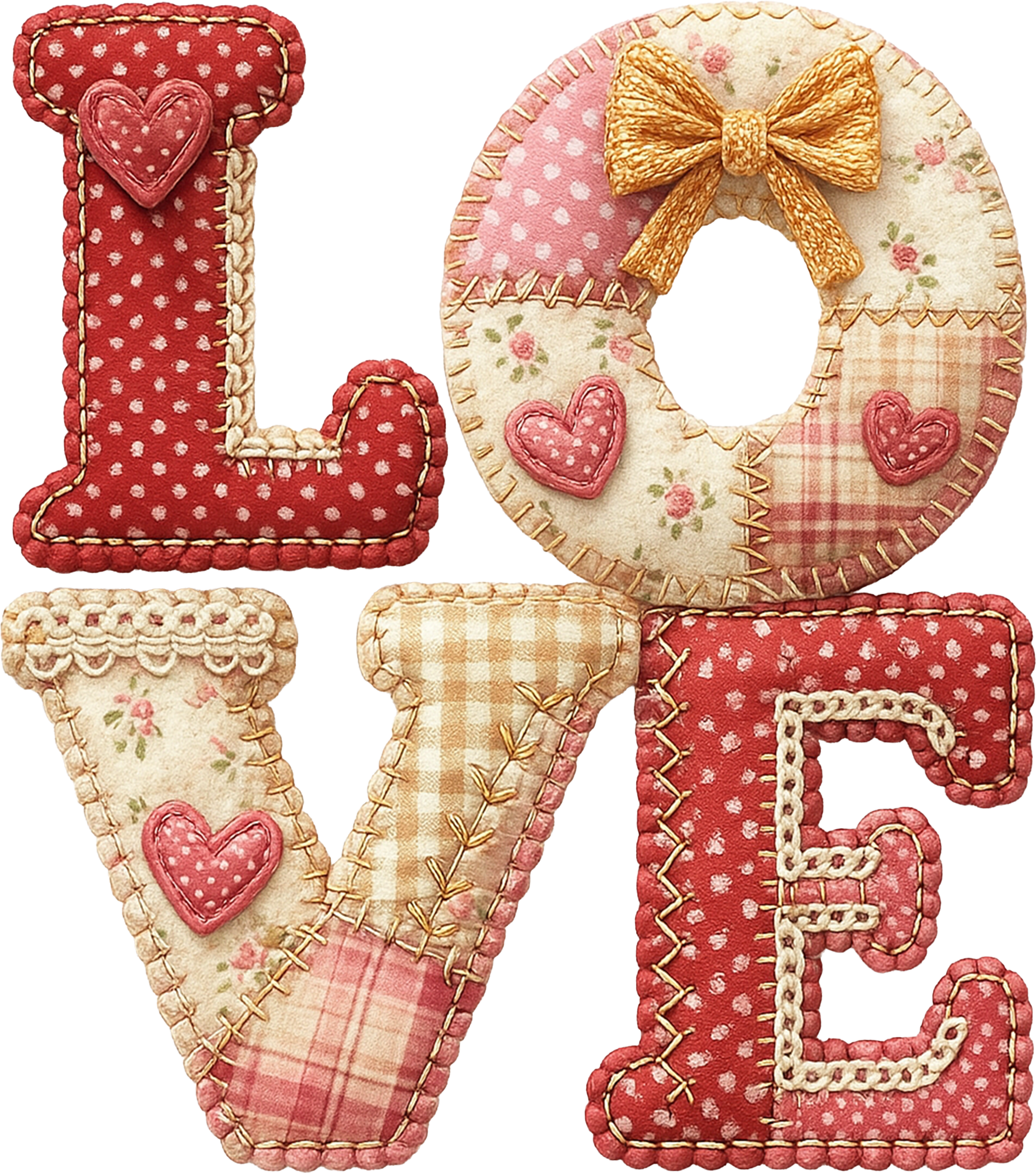 LOVE letters with bows DTF Prints