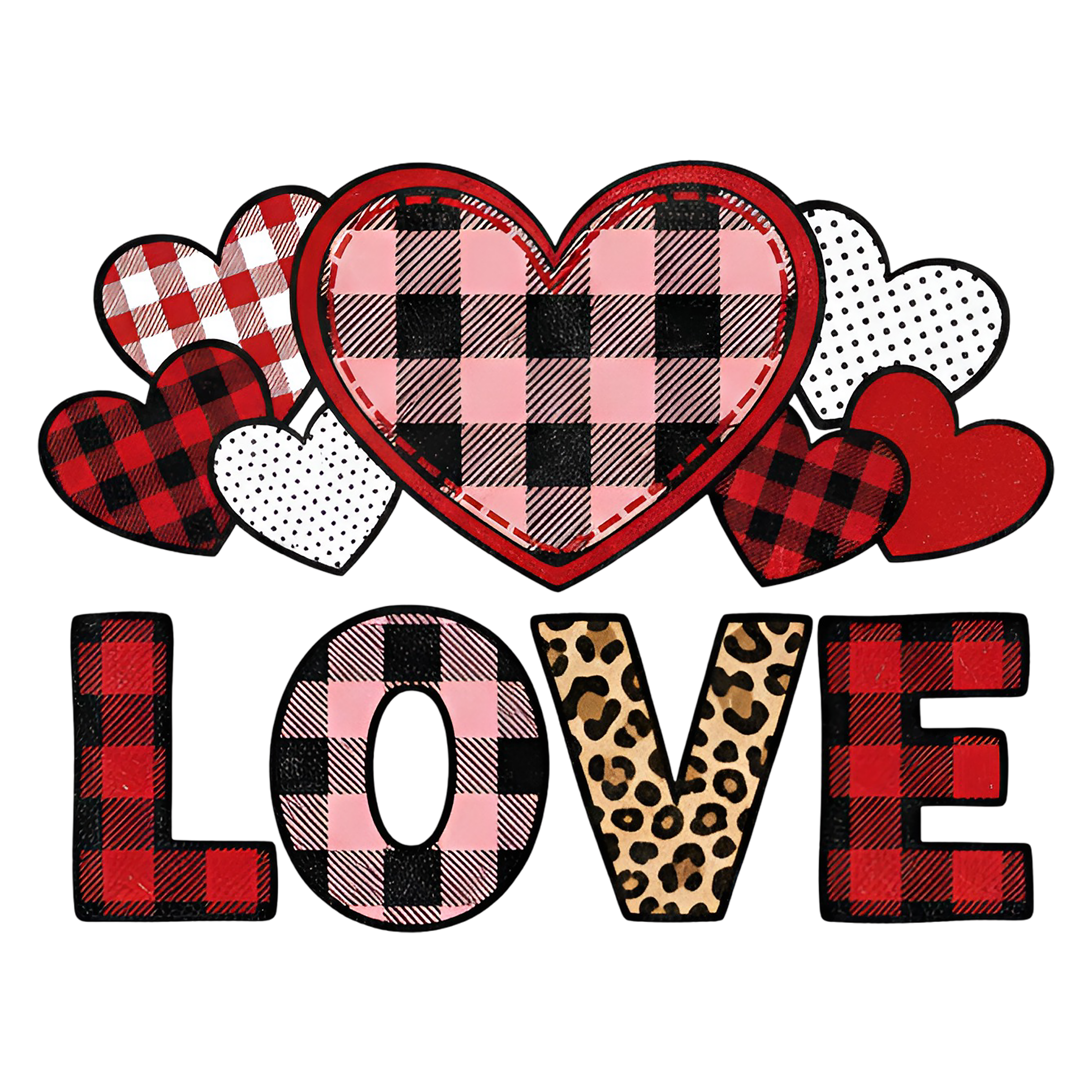 Plaid and Animal Print LOVE DTF Print